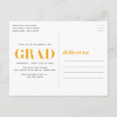 Bold Class of 2025 Yellow Photo Graduation Party Uitnodiging Briefkaart (Achterkant)