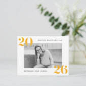 Bold Class of 2025 Yellow Photo Graduation Party Uitnodiging Briefkaart (Staand voorkant)