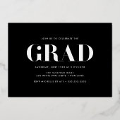 Bold Class of 2025 Zwart en Goud Foto Afstuderen Folie Uitnodiging (Achterkant)