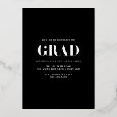 Bold Class of 2025 Zwart en Goud Foto Afstuderen Folie Uitnodiging (Achterkant)