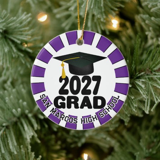 Bold Class of 2027 Photo Graduation Keramisch Ornament (Boom)