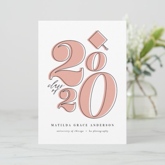 Bold class van 2020 afstuderen fotoaankondiging feestdagenkaart (Staand voorkant)