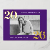 Bold Class van 2025 Paarse Foto Afstuderen Folie Uitnodiging (Voorkant)