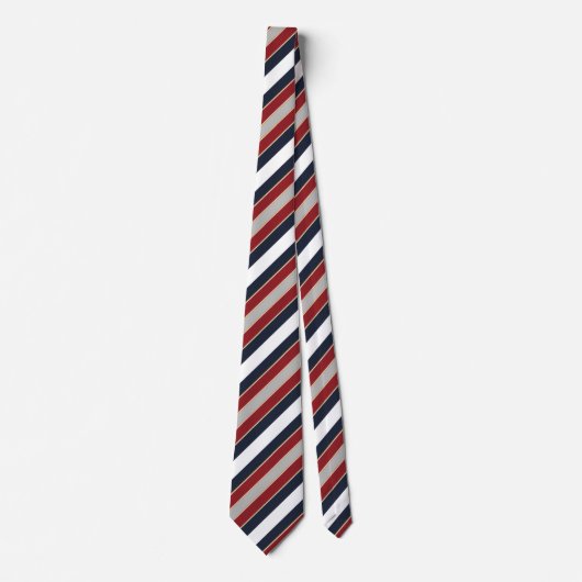  Bold Classic Navy Red White Candy Stripe Stropdas (Voorkant)