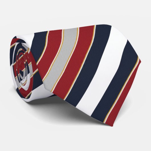 Bold Classic Navy Red White Candy Stripe Stropdas (Opgerold)