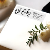 Bold Clean Modern Oh Baby Typografisch Baby shower Etiket