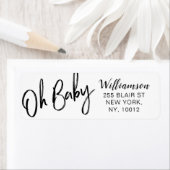 Bold Clean Modern Oh Baby Typografisch Baby shower Etiket (Insitu)