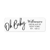 Bold Clean Modern Oh Baby Typografisch Baby shower Etiket (Voorkant)
