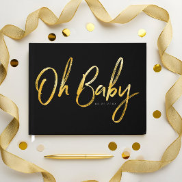 Bold Clean Modern Oh Baby Typografisch Baby shower Gastenboek