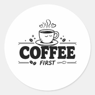 Bold Coffee First Cute Smiling Travel Mug Sticker