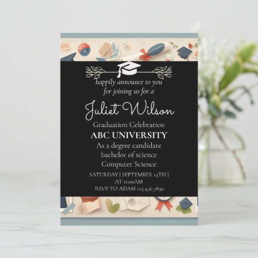 Bold college universiteit afstuderen start kaart (Staand voorkant)