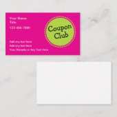 Bold Color Coupon Club Business Cards  Visitekaartje (Voorkant / Achterkant)