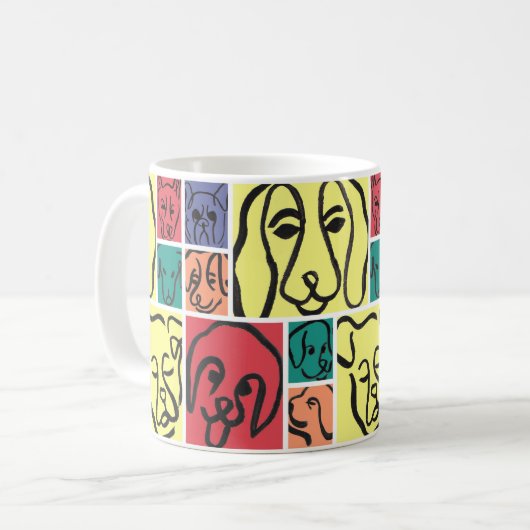 Bold Color Dog Faces Koffiemok (Voorkant links)