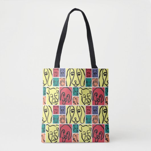Bold Color Dog Faces Tote Bag (Voorkant)