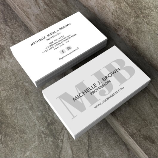 BOLD COLOR MONOGRAM PROFESSIONAL SOCIAL ACCOUNT VISITEKAARTJE