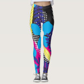 Bold Colorful Abstract Floral Pattern Leggings (Voorkant)
