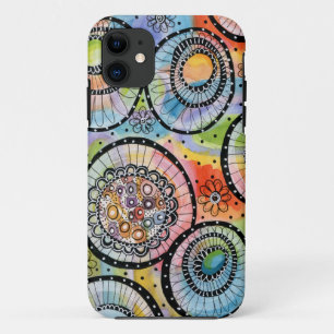 Bold Colorful Circle Doodle iPhone 11 Hoesje