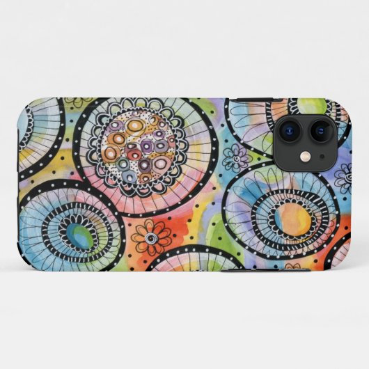 Bold Colorful Circle Doodle iPhone 11 Hoesje (Achterkant (horizontaal))