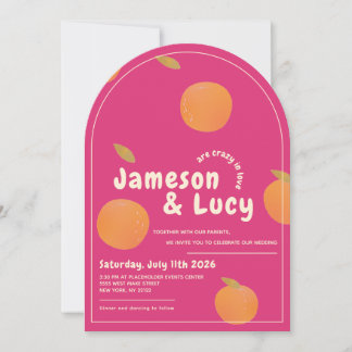 Bold, colorful citrus wedding invitation kaart