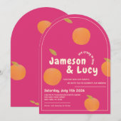 Bold, colorful citrus wedding invitation kaart (Voorkant / Achterkant)