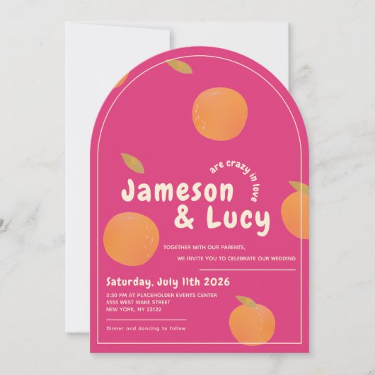 Bold, colorful citrus wedding invitation kaart (Voorkant)