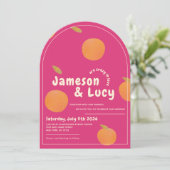 Bold, colorful citrus wedding invitation kaart (Staand voorkant)