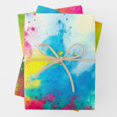 Bold Colorful Dusty Rainbow Hues Trio Pattern Inpakpapier Vel (In situ)