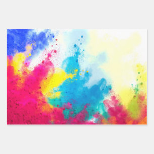 Bold Colorful Dusty Rainbow Hues Trio Pattern Inpakpapier Vel