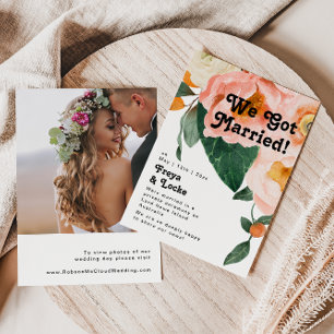 Bold Colorful Floral Black Elopement kondiging Kaart