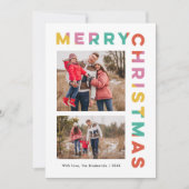 Bold Colorful Merry Christmas 2-Photo  Feestdagenkaart (Voorkant)