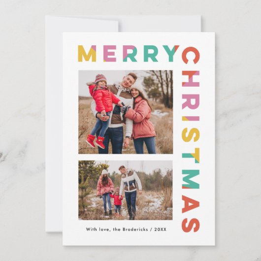 Bold Colorful Merry Christmas 2-Photo  Feestdagenkaart (Voorkant)