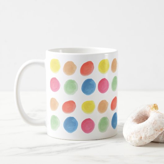 Bold Colorful Waterverf Dotty Blobs Koffiemok (Met donut)
