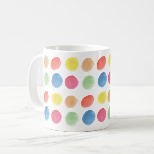Bold Colorful Waterverf Dotty Blobs Koffiemok (Voorkant links)