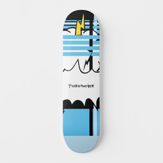 Bold Comic Cloud Lightning Pop Art Persoonlijk Skateboard (Voorkant)