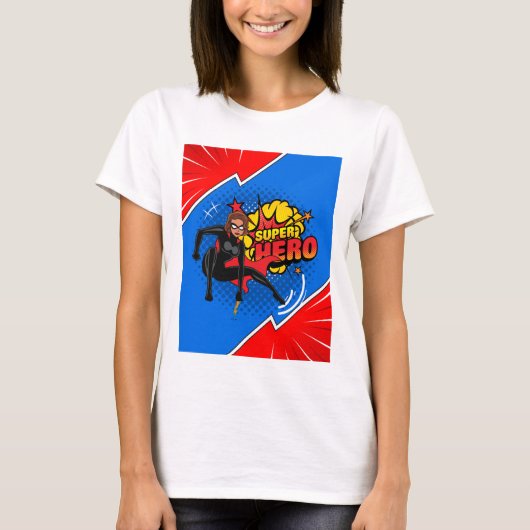 Bold Comic Style Superhero Action Design T-shirt (Voorkant)