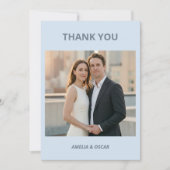 Bold Cool Blue Photo Modern Wedding Custom Bedankkaart (Voorkant)