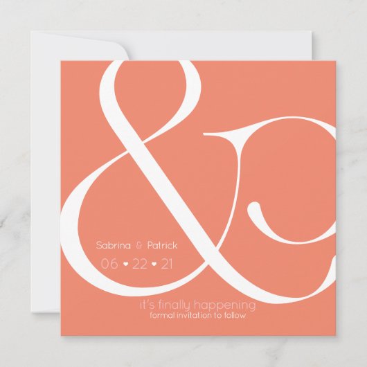 BOLD Coral Ampersand Save the Date Kaart (Voorkant)