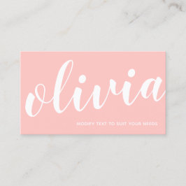 BOld Coral Pink Handgeschreven Manuscript Calligra Visitekaartje