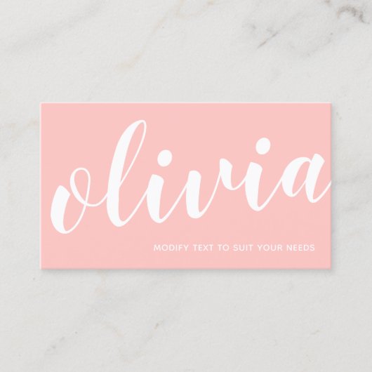 BOld Coral Pink Handgeschreven Manuscript Calligra Visitekaartje (Voorkant)