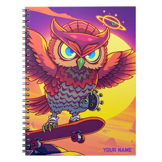 🦉 Bold Cosmic Owl – Unleash Your Main Energy Notitieboek (Voorkant)