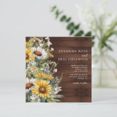 Bold Country Daisies Hout bruiloft Kaart (Staand voorkant)