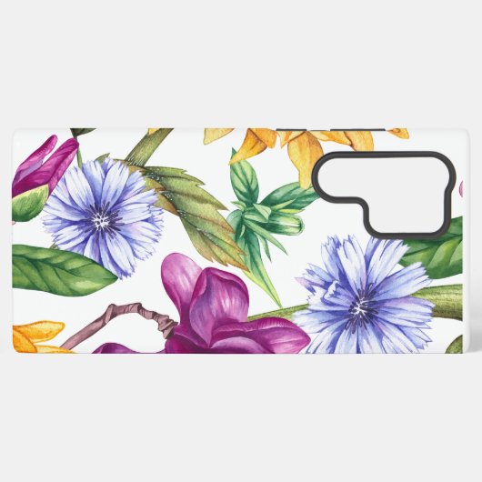 Bold country flower pattern - large  samsung galaxy hoesje (Achterkant horizontaal)