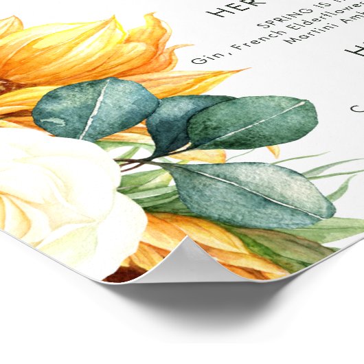 Bold Country Sunflower | handtekening drankjes bor Poster (Hoek)