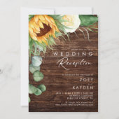 Bold Country Zonnebloem | Houten Huwelijksreceptie Kaart (Voorkant)