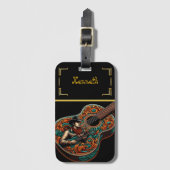 Bold Cowboy gitaar op zwart canvas Bagagelabel (Voorkant (verticaal))