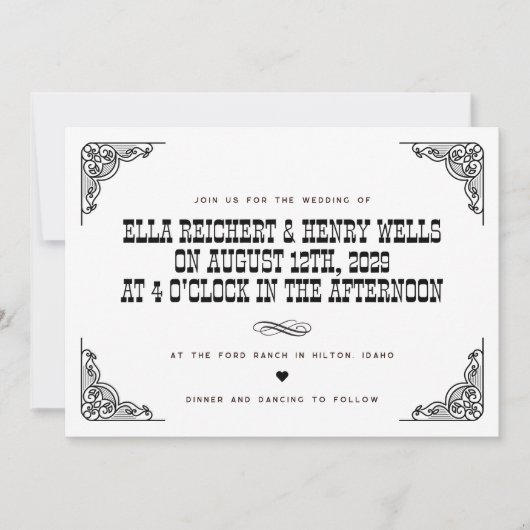 Bold  Cowboy Westerne bruiloft Kaart (Voorkant)