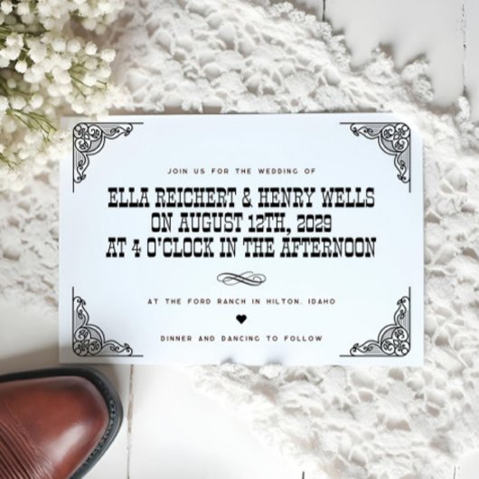 Bold Cowboy Westerne bruiloft Kaart