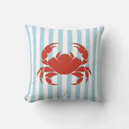 Bold Crab and Blue Stripes Ocean Beach Decor Kussen