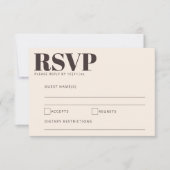 Bold Cream and Brown Modern Wedding Enclosure RSVP Kaartje (Voorkant)