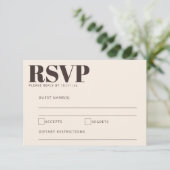 Bold Cream and Brown Modern Wedding Enclosure RSVP Kaartje (Staand voorkant)